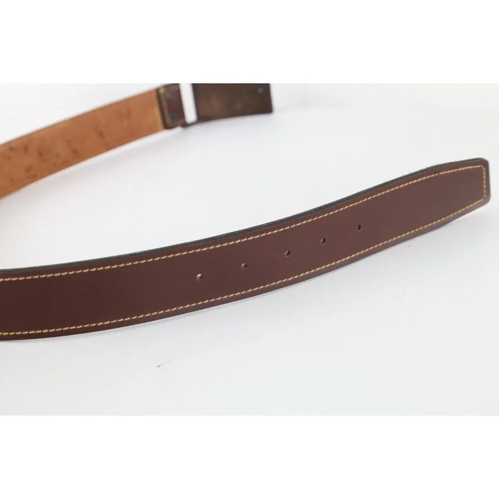 Vtg 70s 80s Levis Brass Buckle Leather Belt Waist Pants Belt Brown Boys 24 USA